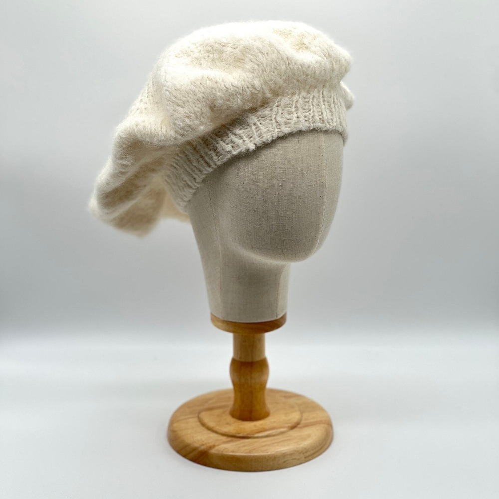 OZMA OF CALIFORNIA Beret Hat Womens One Size Cream Alpaca Knitted NEW